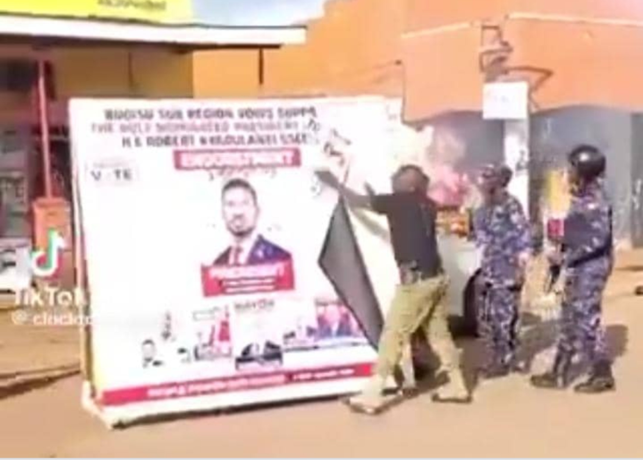 Police officers tearing candidate’s posters – Police investigates